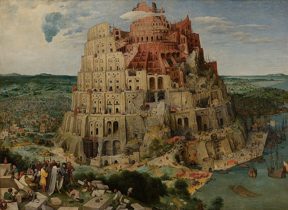 Бог наказал строителите на Вавилонската кула като създал различни езици.