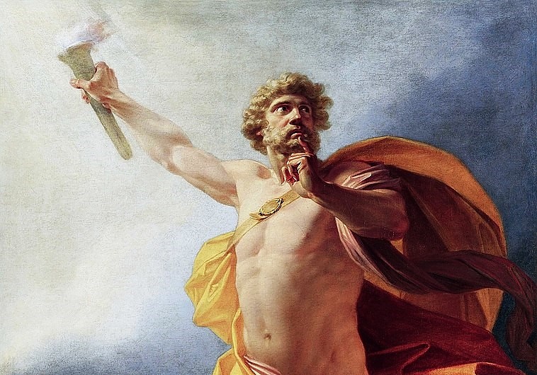 Митологичният герой Прометей е наказан да виси окован на скала заради това, че е откраднал огъня от боговете.