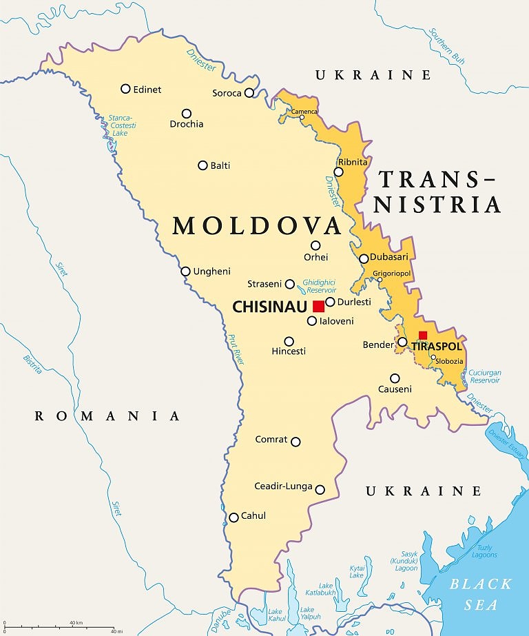 Анклавът Транснистрия се намира на територията на Молдова.