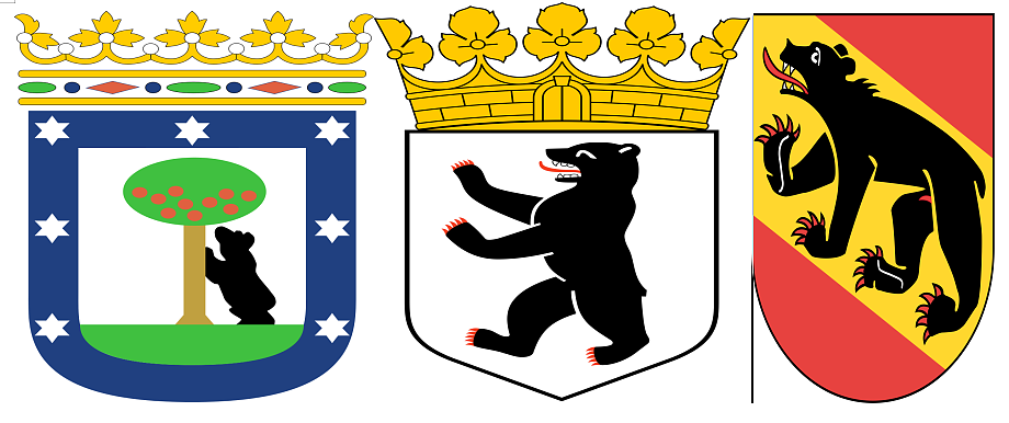 Мечката е част от градския герб на Мадрид, Берлин и Берн.