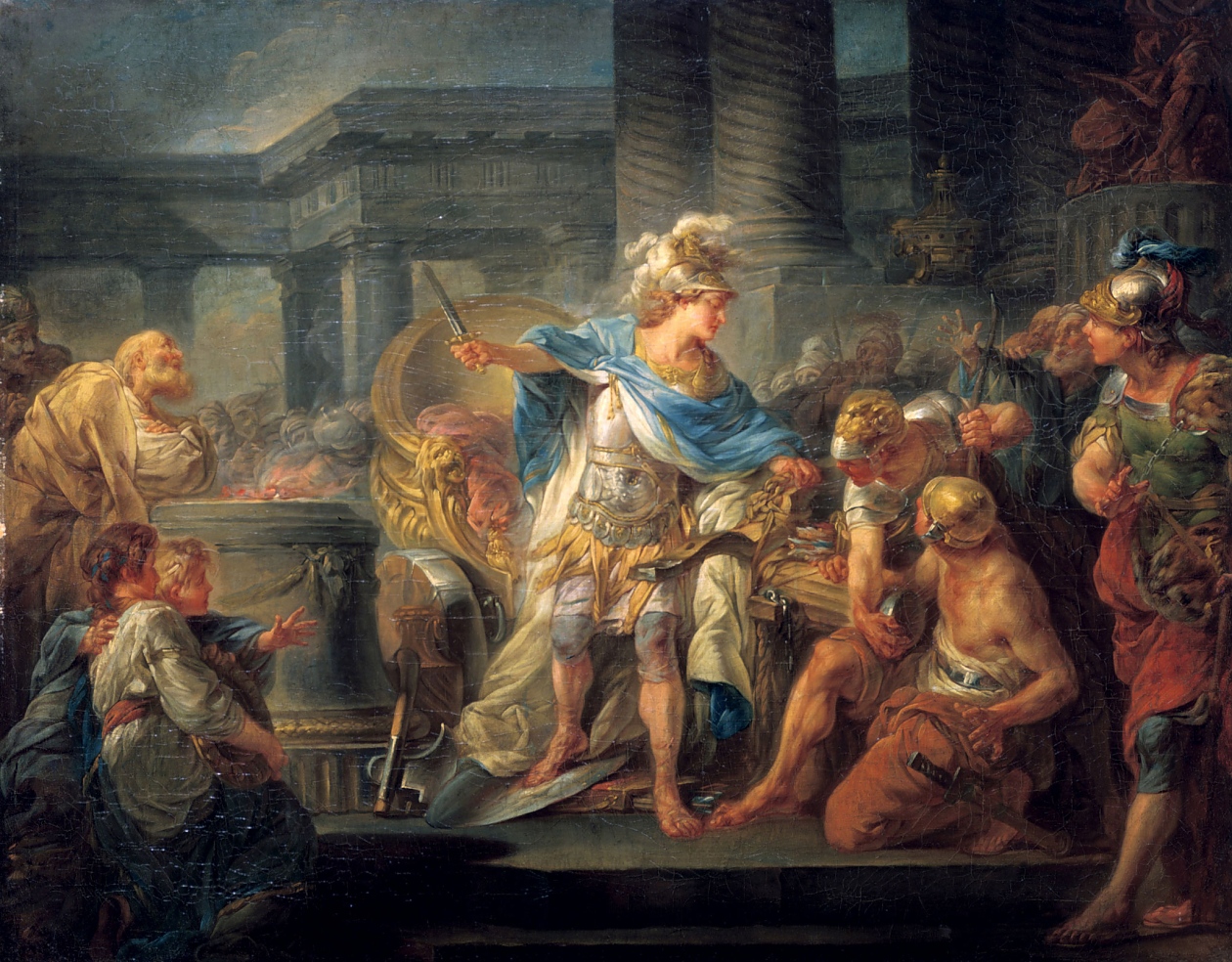 Александър Велики разсича гордиевият възел.