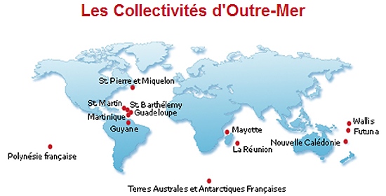 Франция използва най-много времеви зони заради отвъдморските територии.