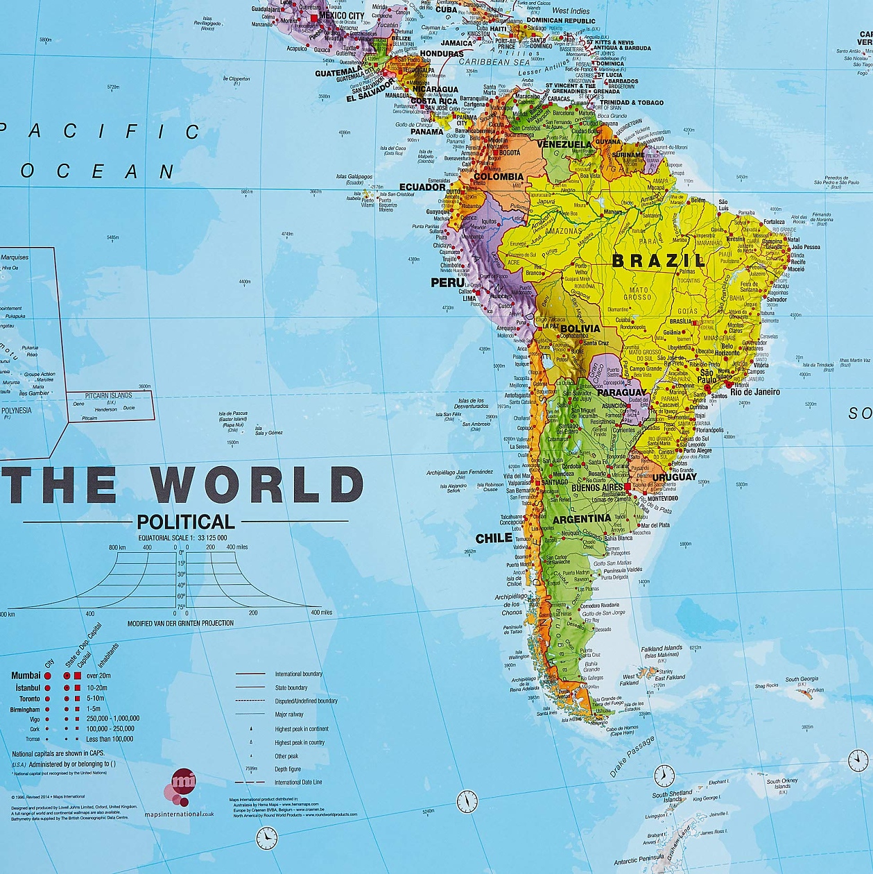 Територията на Чили заема половината от западния бряг на Южна Америка.