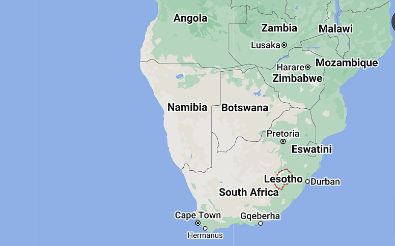 Лесото граничи само с една държава и територията й се съдържа изцяло в територията на същата.