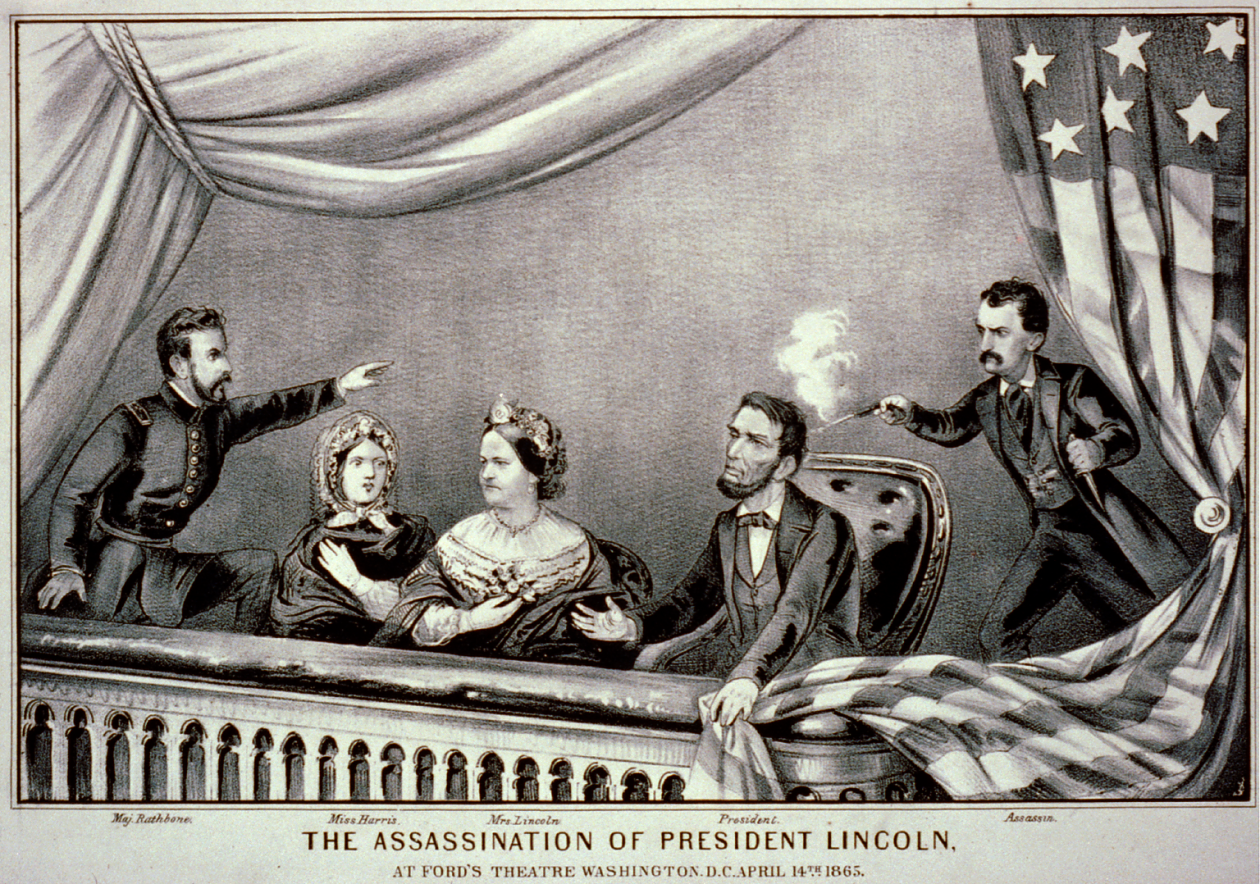Ейбрахам Линкълн е прострелян смъртоносно в театрална ложа.