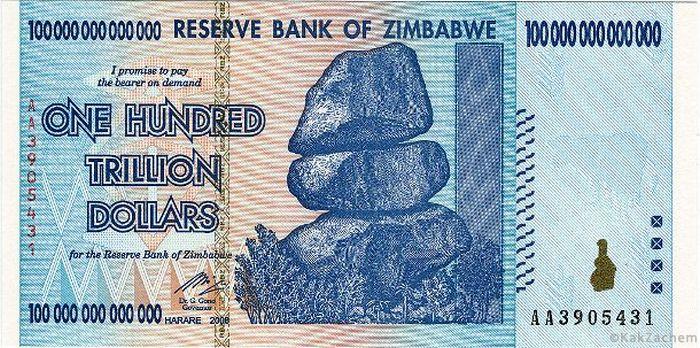 Банкнота от 100 трилиона долара, Зимбабве