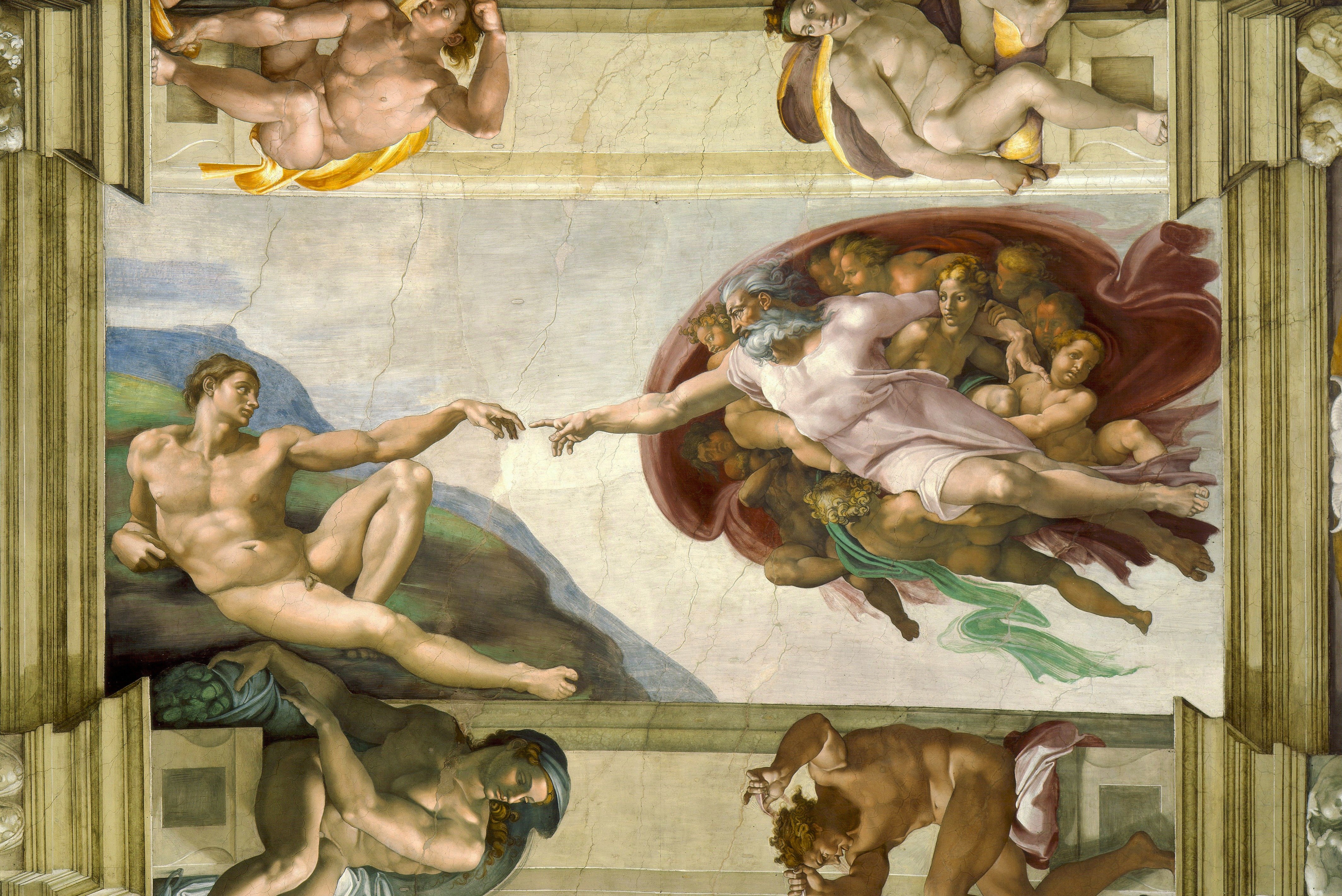 Микеланджело създаването на Адам в Сикстинската капела