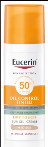 Eucerin® Оцветен слънцезащитен гел-крем за лице Oil Control SPF50+